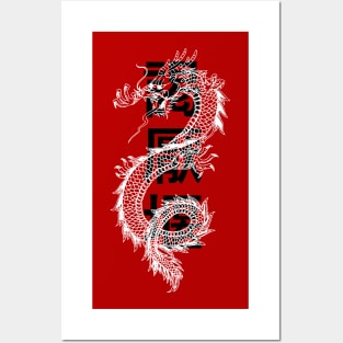 Asian Dragon With Characters Design Posters and Art